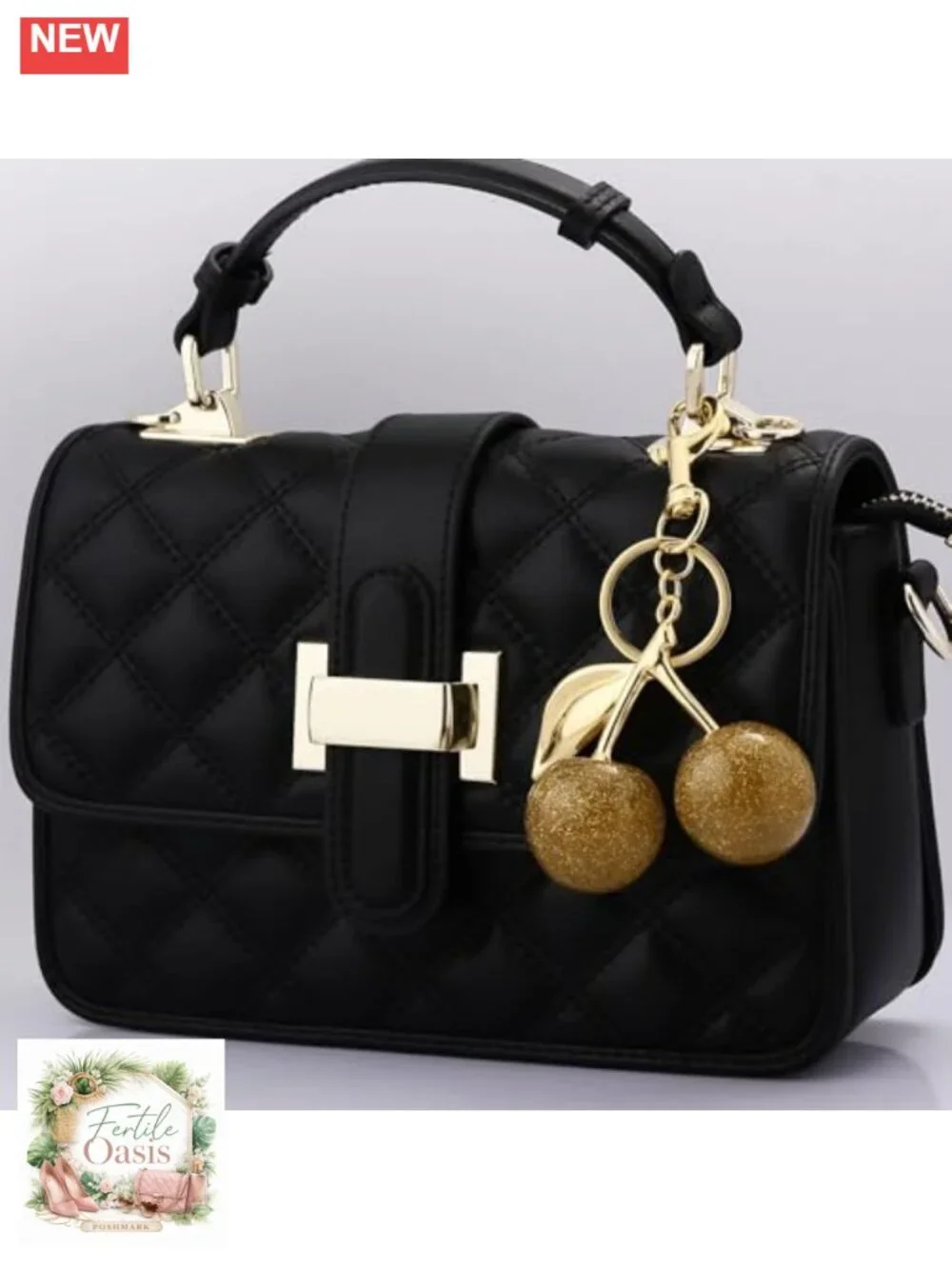 Cute Cherry Bag Charm Keychain Purse Accessory Metal Resin Gift